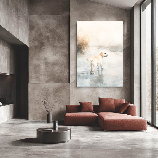 Puppy Dog Prints — contemporary canvas print in white tones, view 3