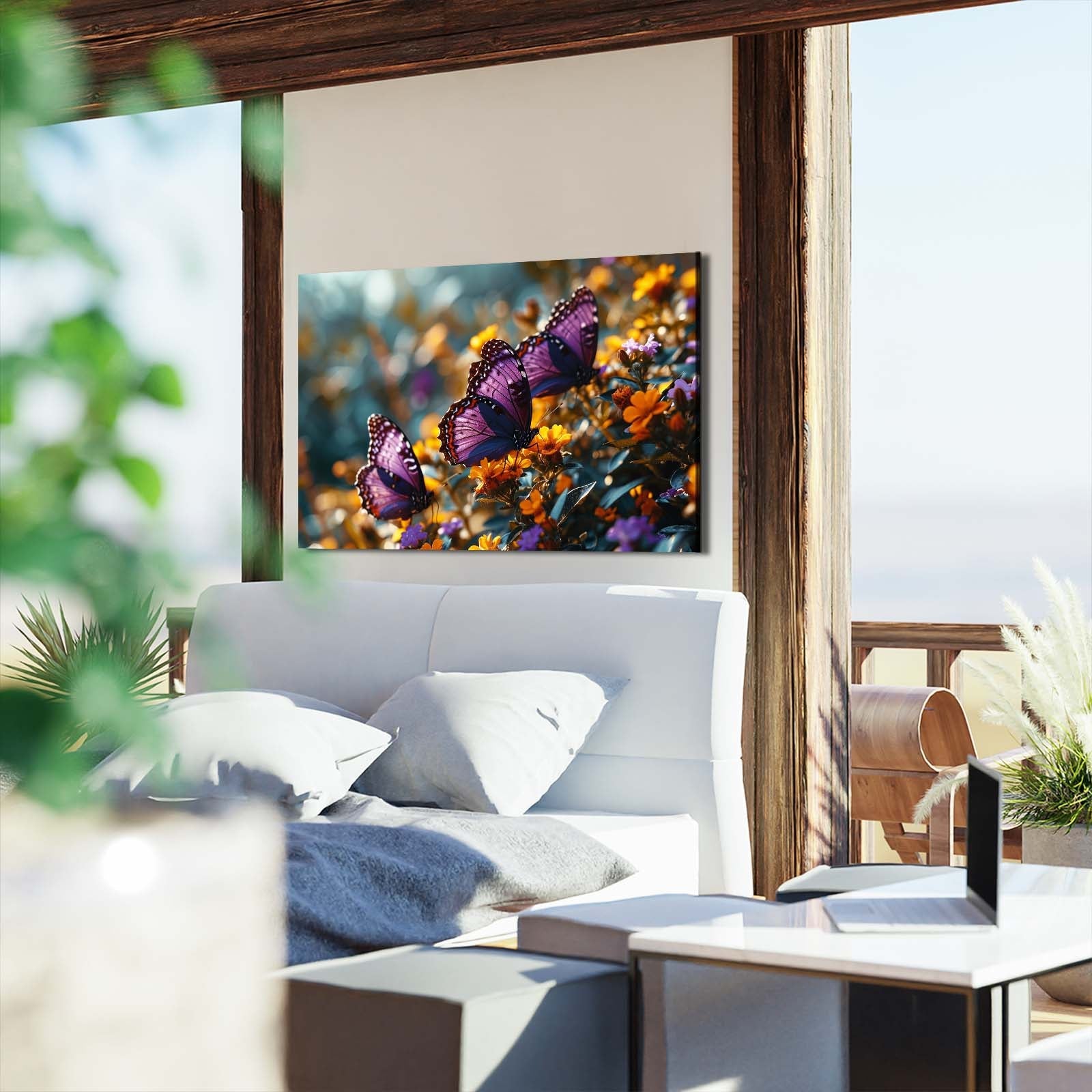 Purple Butterflies Canvas Wall Art