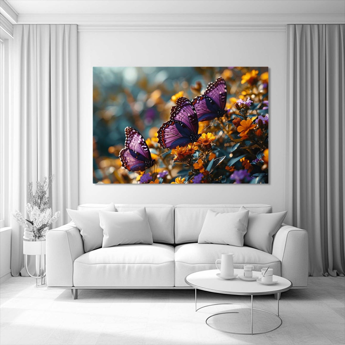 Purple Butterflies Canvas Wall Art