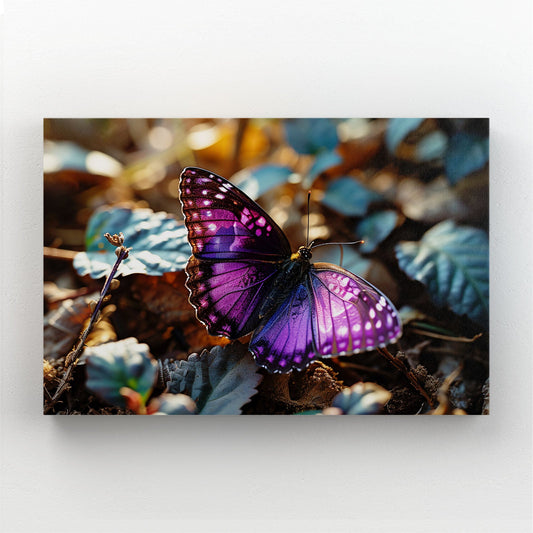 Purple Butterfly Wall Art — photography canvas print in brown tones