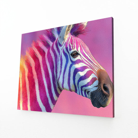 Purple Zebra Canvas – angled canvas view on white background