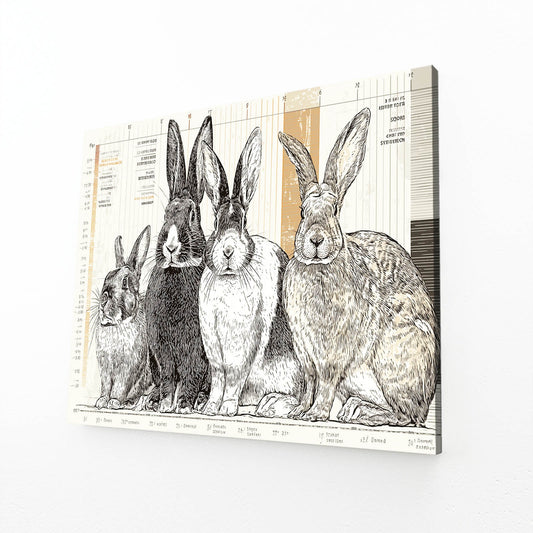 Rabbit Canvas Art – angled canvas view on white background