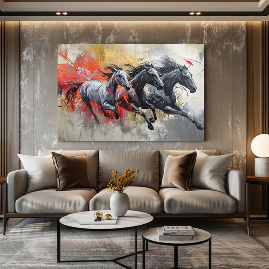 Racing Horse Art – angled canvas view on white background