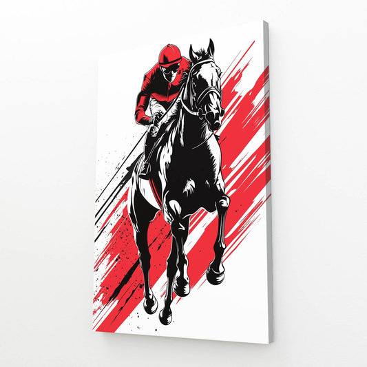 Racing Horse Wall Art – angled canvas view on white background