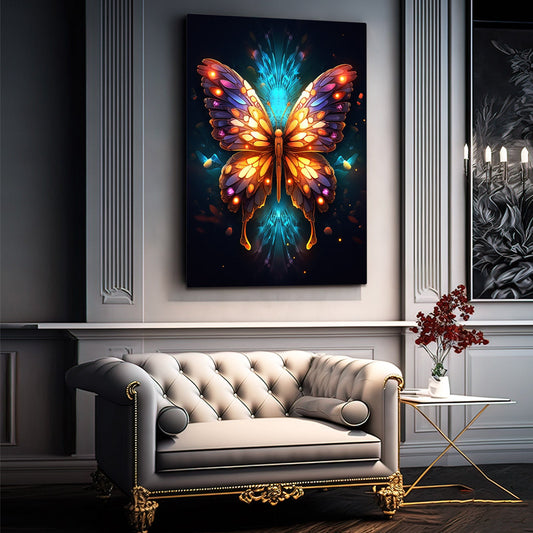Radiant Butterfly Wall Art — digital canvas print in blue tones, view 5