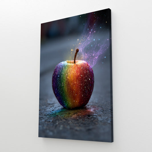 Rainbow Smoke Apple Art – styled in a furnished interior