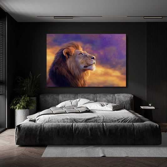 Realistic Lion Art — digital canvas print in orange tones, view 3