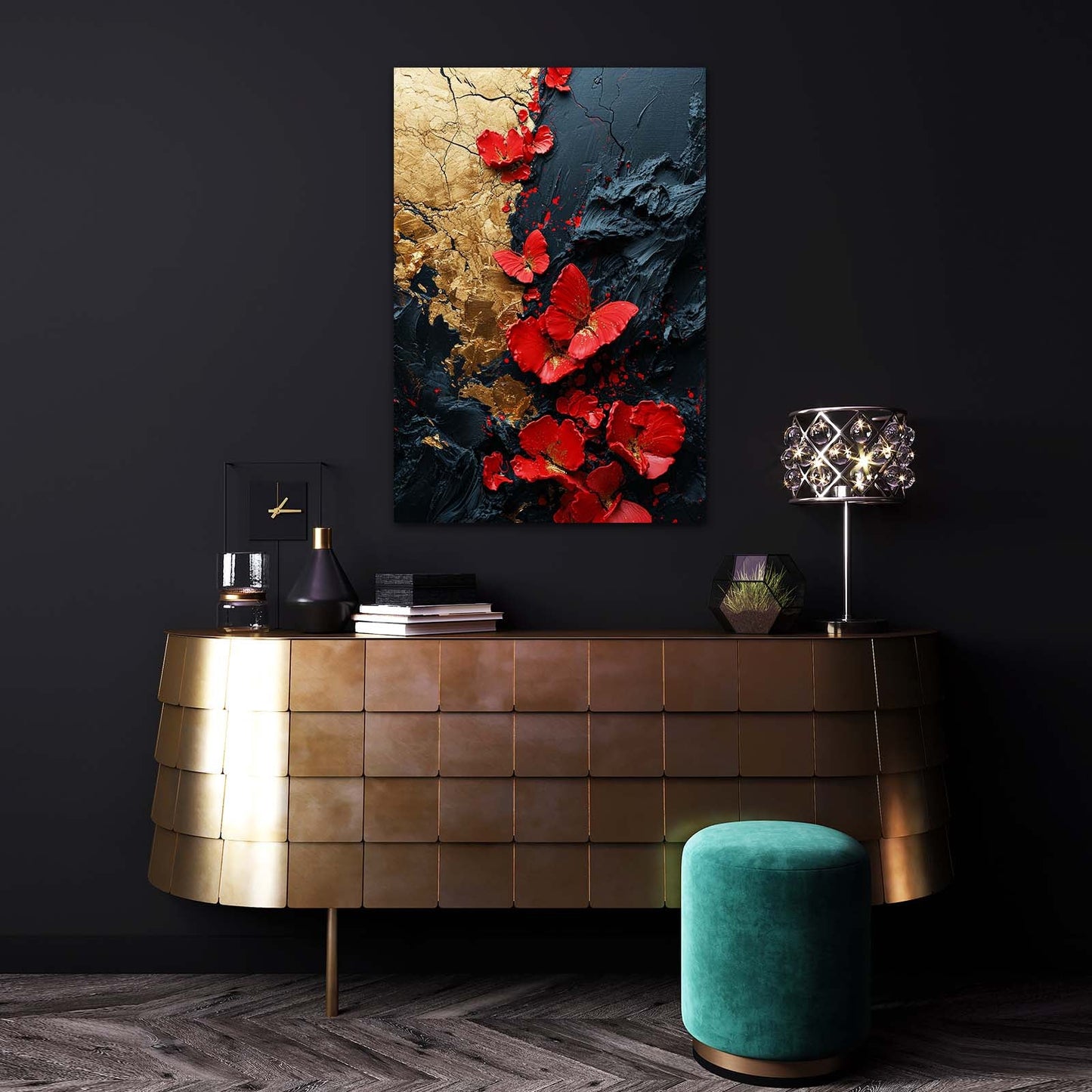 Red And Gold Butterfly Wall Art