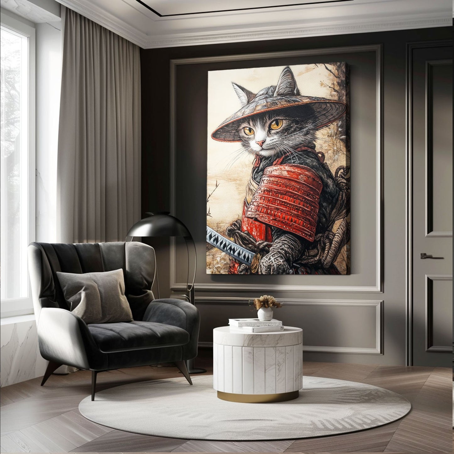 Red Armor Warrior Cat Art
