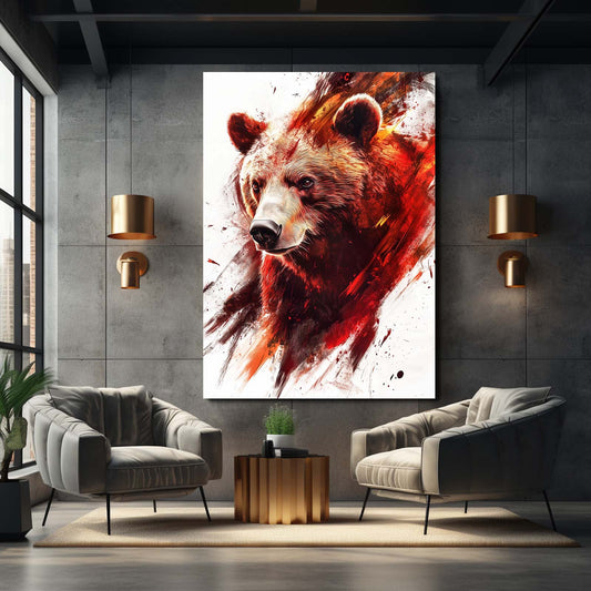 Red Bear Art — abstract canvas print in red tones, view 3