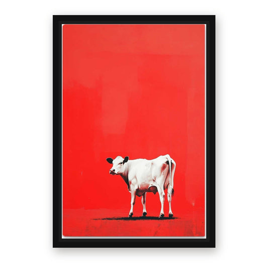 Red Cow Wall Art – with Premium Black wood frame