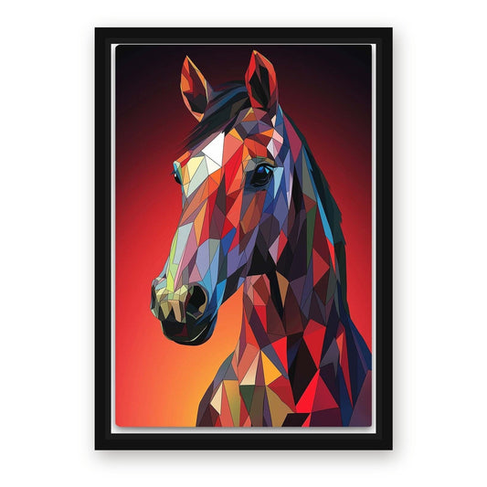 Red Head Horse Wall Art – with Premium Black wood frame
