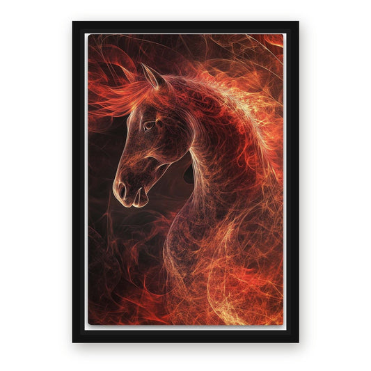 Red Horse Wall Art – with Premium Black wood frame