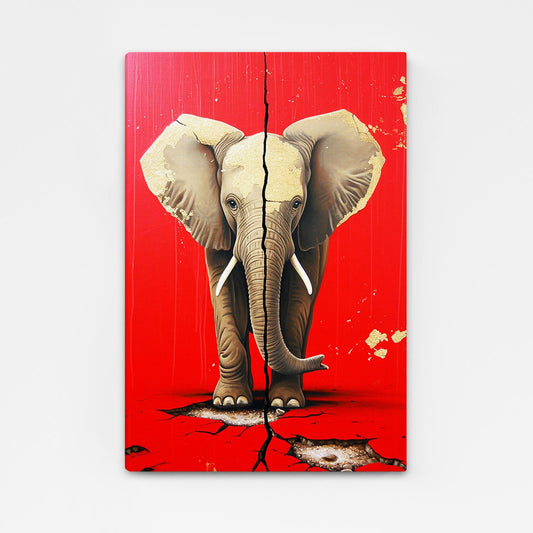 Red Wall art Elephant
