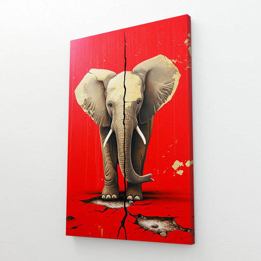 Red Wall art Elephant