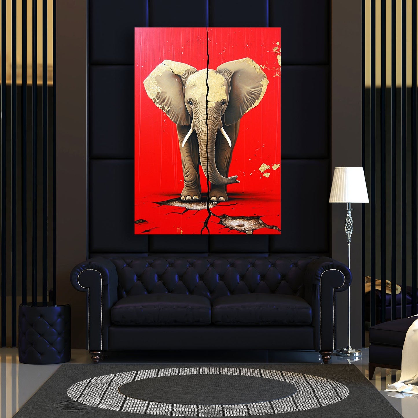 Red Wall art Elephant