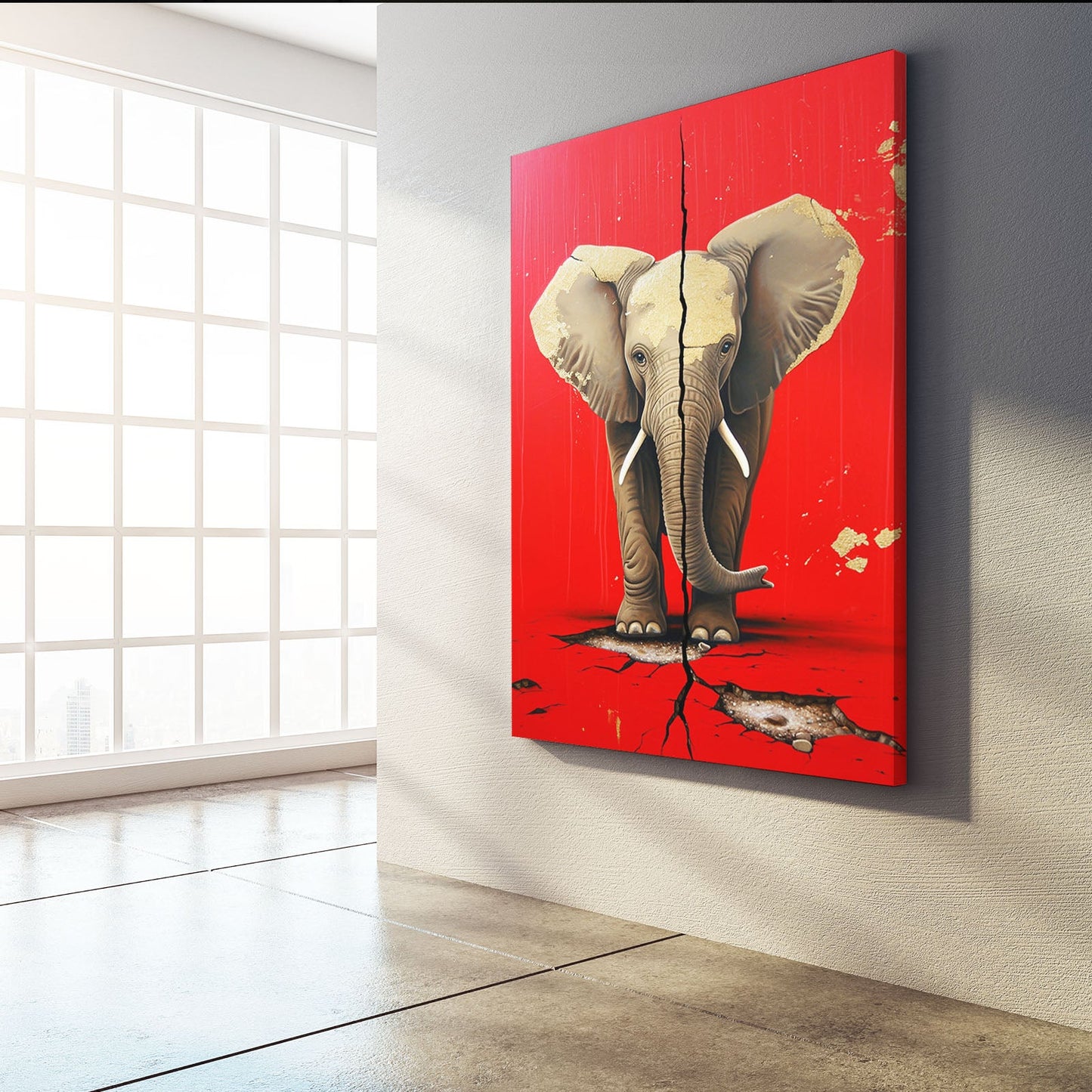 Red Wall art Elephant