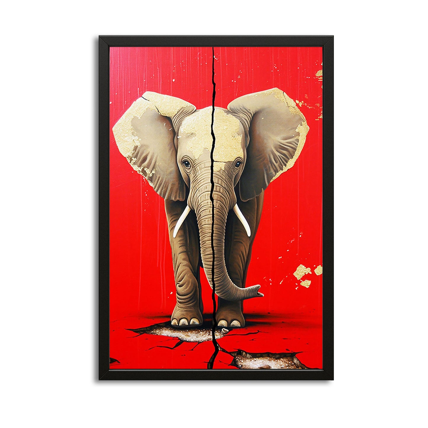 Red Wall art Elephant