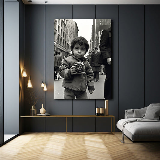 Retro Street Photographer Wall Art Print — photography canvas print, styled in a furnished interior