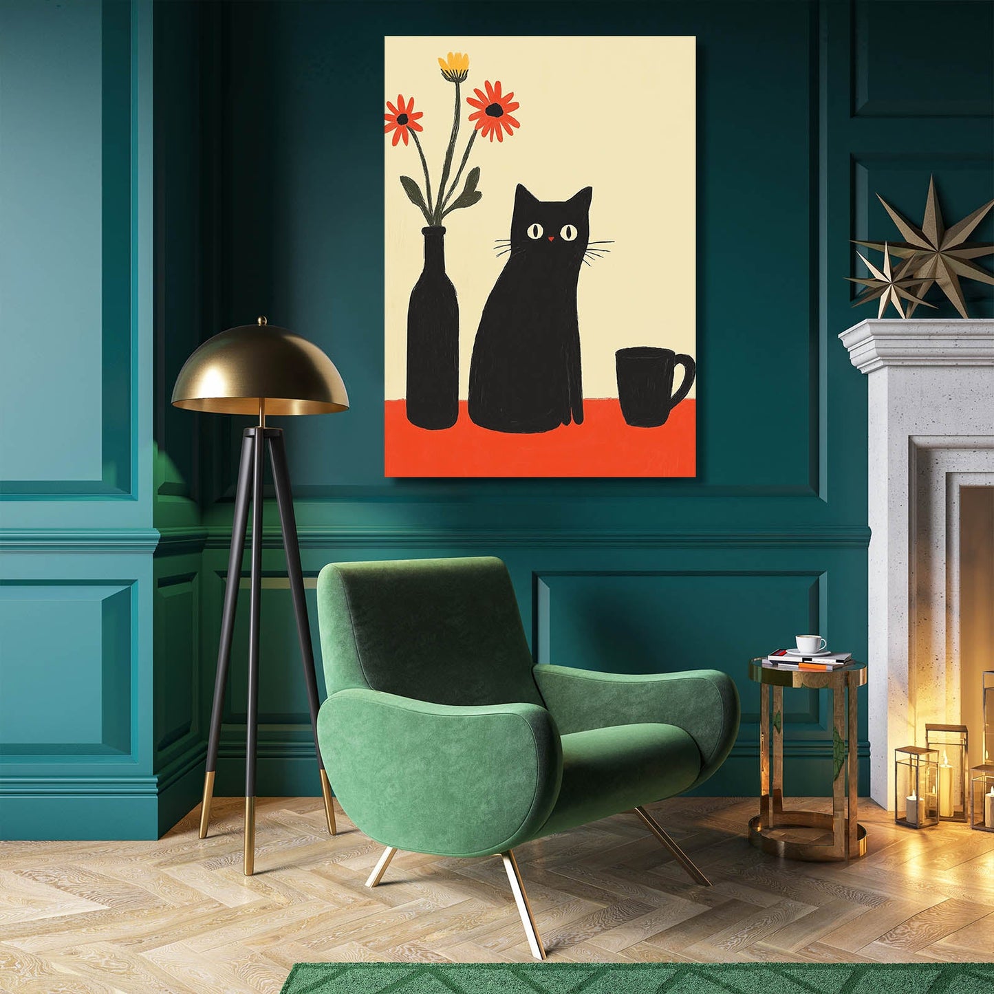 Retro Table Cat Wall Art