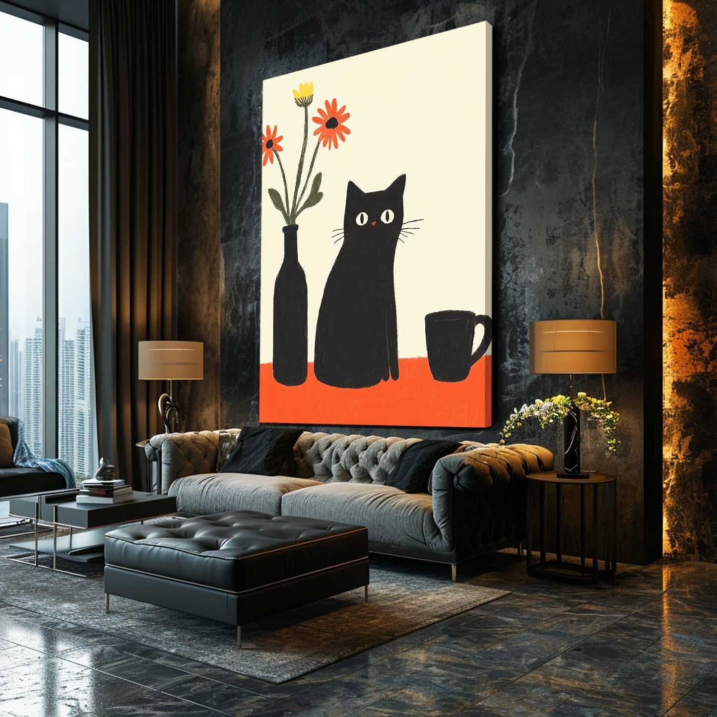 Retro Table Cat Wall Art