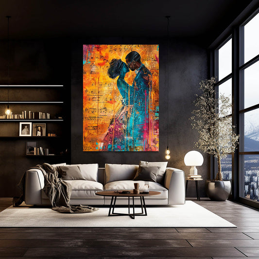 Romantic African Art — abstract canvas print in orange tones, view 4