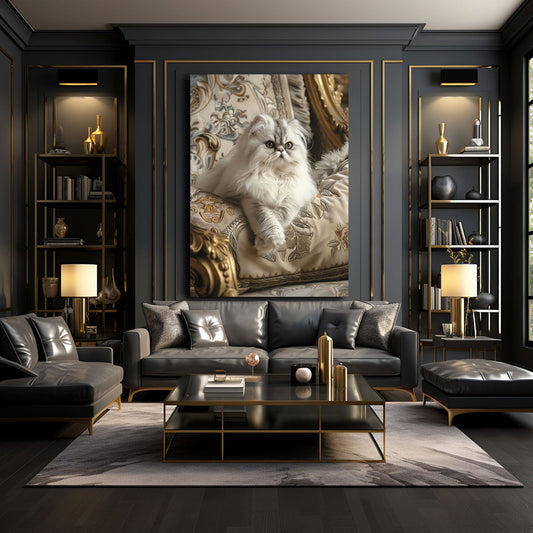 Royal Elegance Wall Art Cat — photography canvas print in brown tones, view 3
