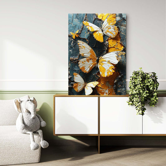 Royal Gilded Butterflies Wall Art — botanical canvas print in brown tones, view 3