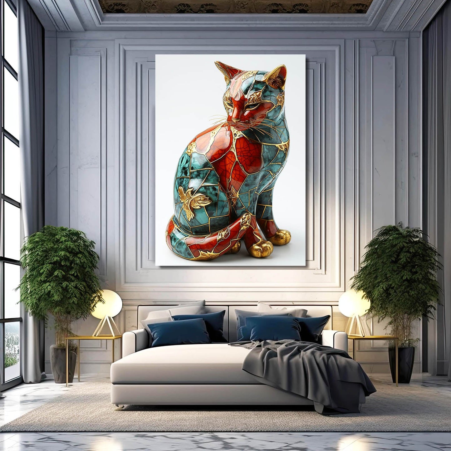 Royal Mosaic Cat Wall Art