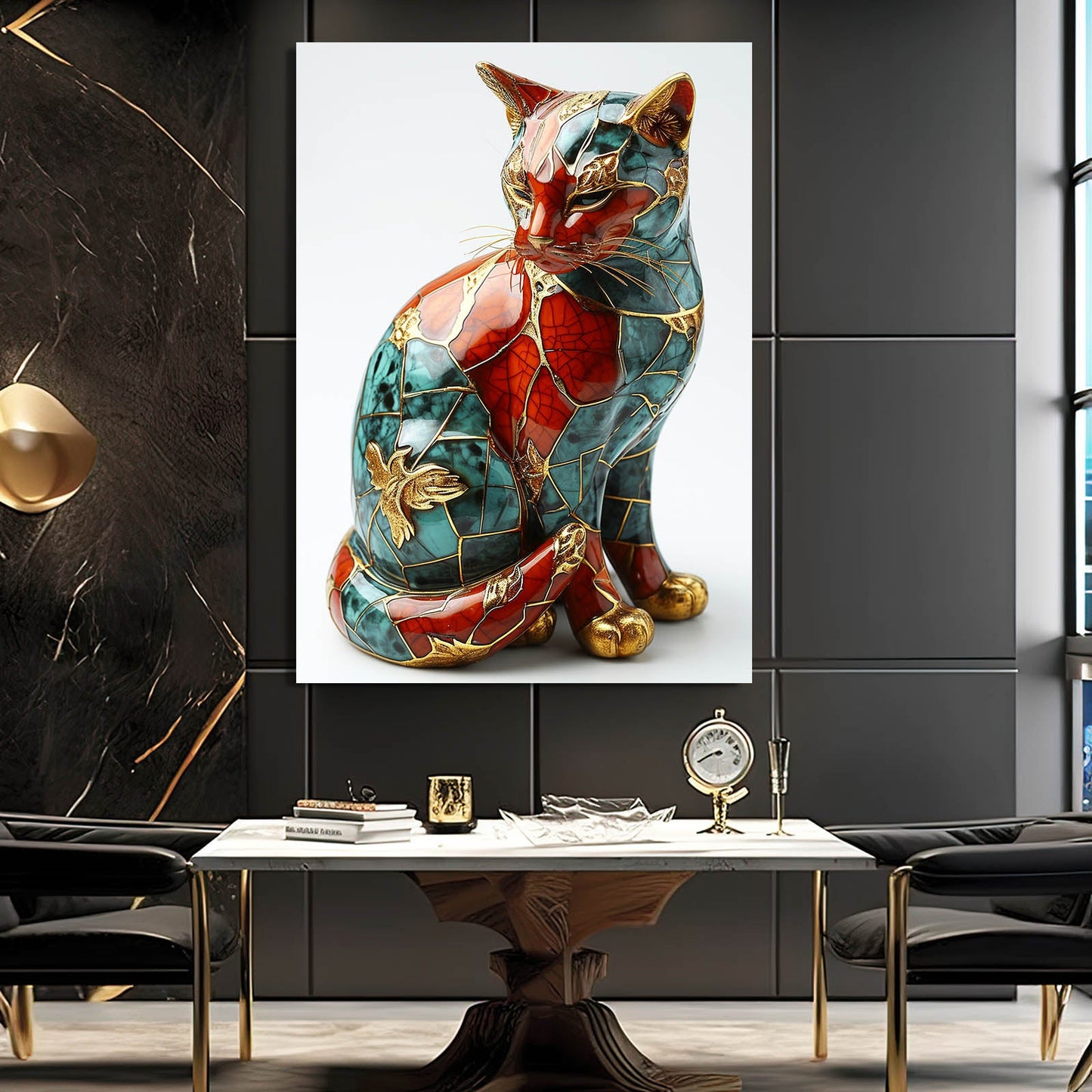 Royal Mosaic Cat Wall Art