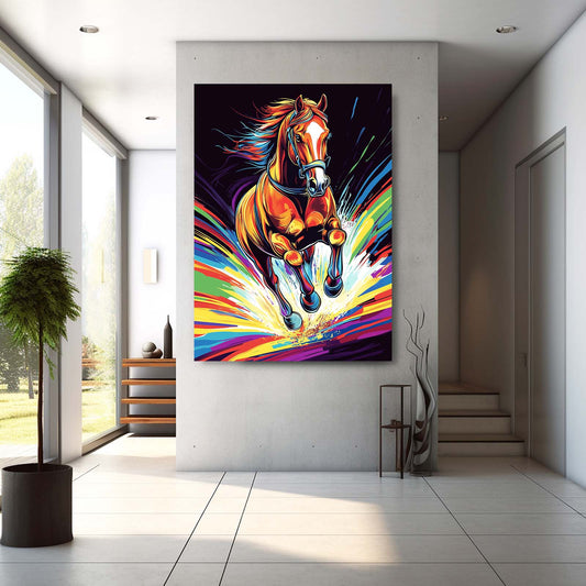 Running Horse Wall Art – angled canvas view on white background