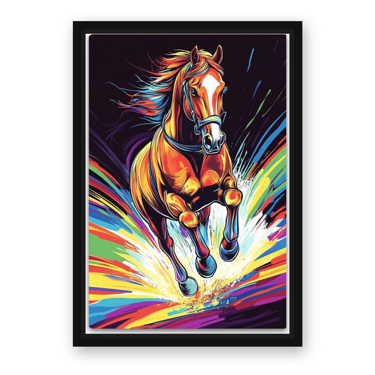 Running Horse Wall Art – with Premium Black wood frame