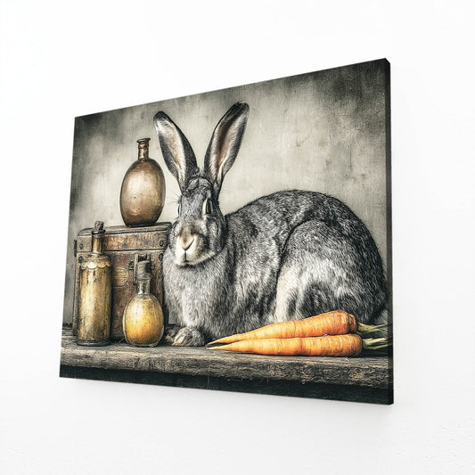 Rustic Bunny Prints – angled canvas view on white background
