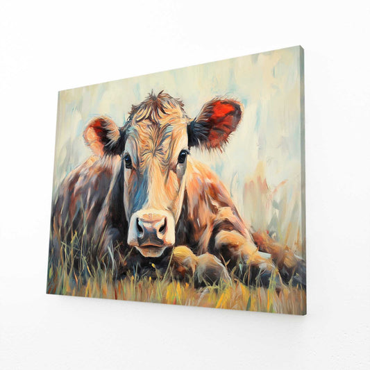 Rustic Cow Prints – angled canvas view on white background
