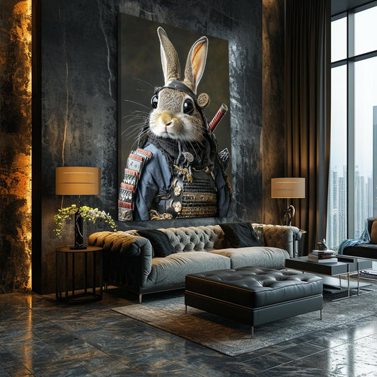 Samurai Bunny Canvas – angled canvas view on white background
