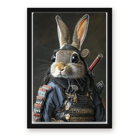Samurai Bunny Canvas – with Premium Black wood frame