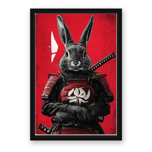 Samurai Bunny Wall Art – with Premium Black wood frame