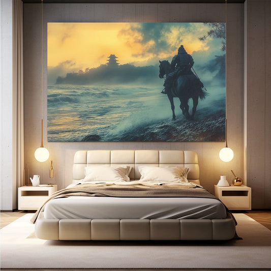 Samurai Horse Prints – angled canvas view on white background