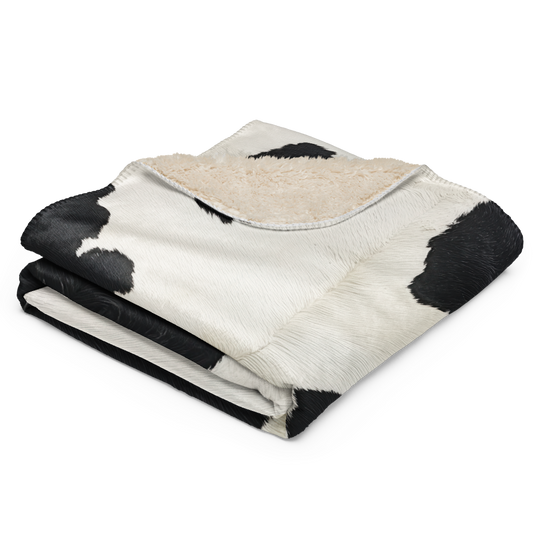 Sherpa Blanket Cow Art – angled canvas view on white background