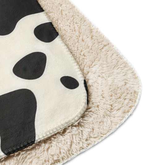Sherpa Blanket Cow Wall Art – angled canvas view on white background