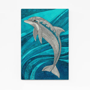 Silver Glitter Dolphin Art