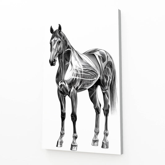 Silver Stance Study Horse Canvas Art — minimalist canvas print, angled canvas view on white background