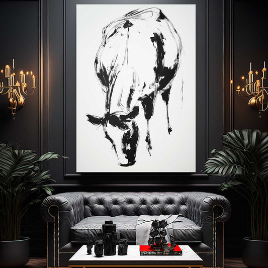 Simple Cow Canvas – angled canvas view on white background