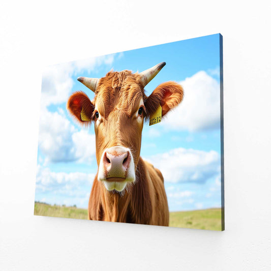 Sky Cow Wall Art – angled canvas view on white background