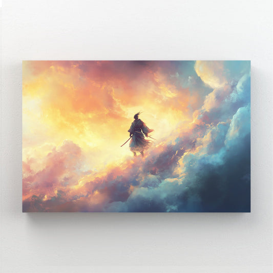 Sky Samurai Horse Canvas Art — classic canvas print, angled canvas view on white background