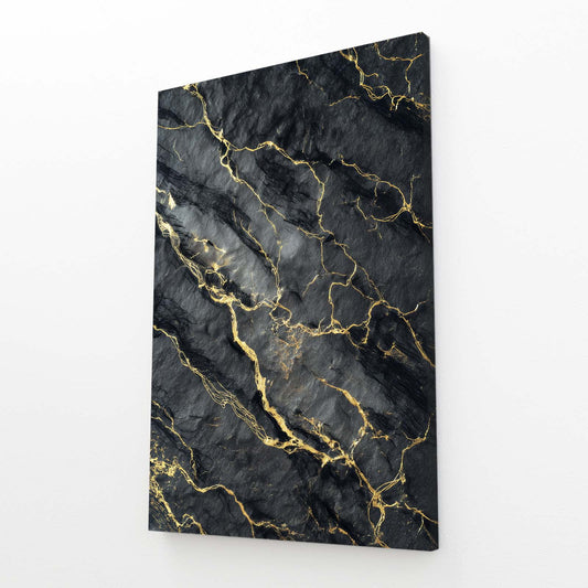 Slate Gold Veins Wall Decor – angled canvas view on white background