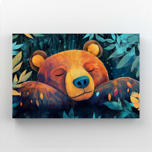 Sleeping Bear Art — contemporary canvas print in blue tones, canvas print on white background