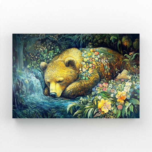 Sleeping Bear Dunes Art — contemporary canvas print in blue tones, angled canvas view on white background