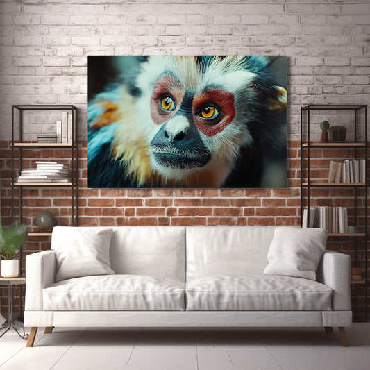 Snow Crest Portrait Monkey Canvas – styled in a furnished interior