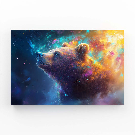 Spirit Bear Art — contemporary canvas print in blue tones, angled canvas view on white background